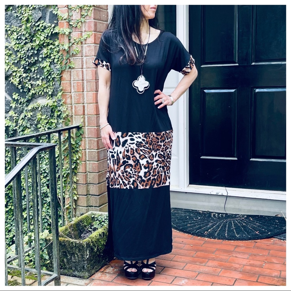 Color block loose fit side pockets maxi dress - Picture 5 of 9